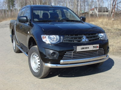Защита передняя двойная 76-75 мм ТСС для Mitsubishi L200 2014-2015