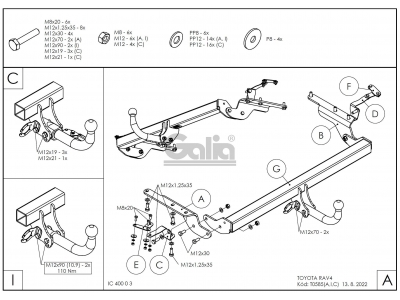 Фаркоп оцинкованный Galia шар C съемный для Toyota RAV4 2006-2013